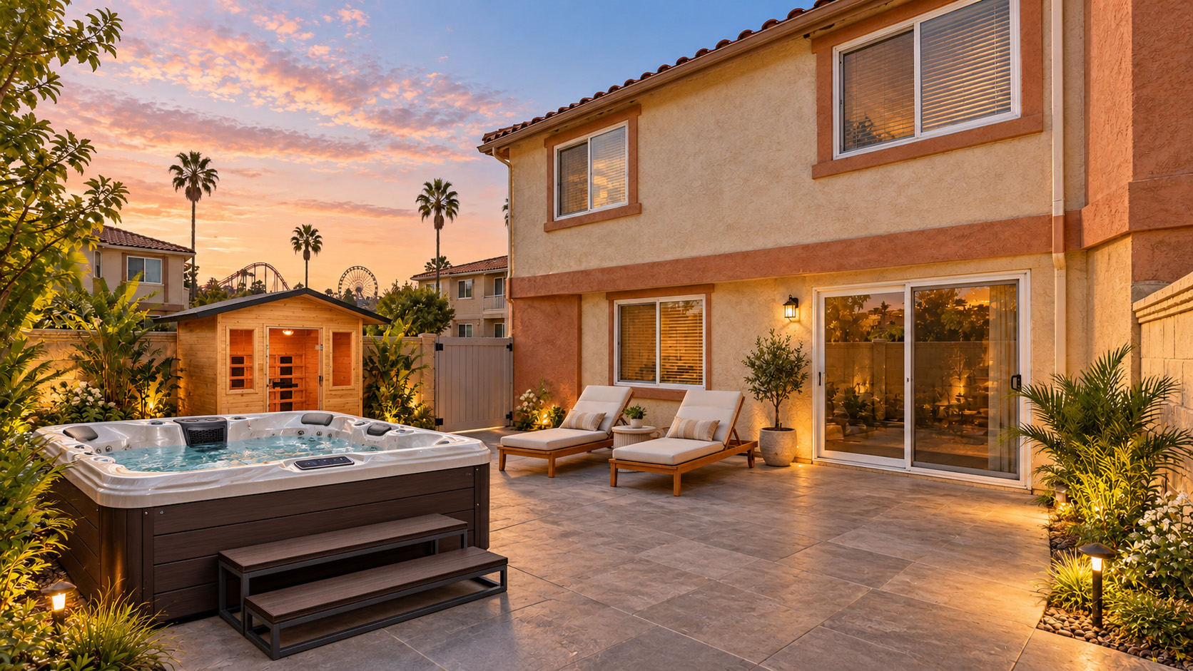 Illustrative vacation rental outdoor living concept