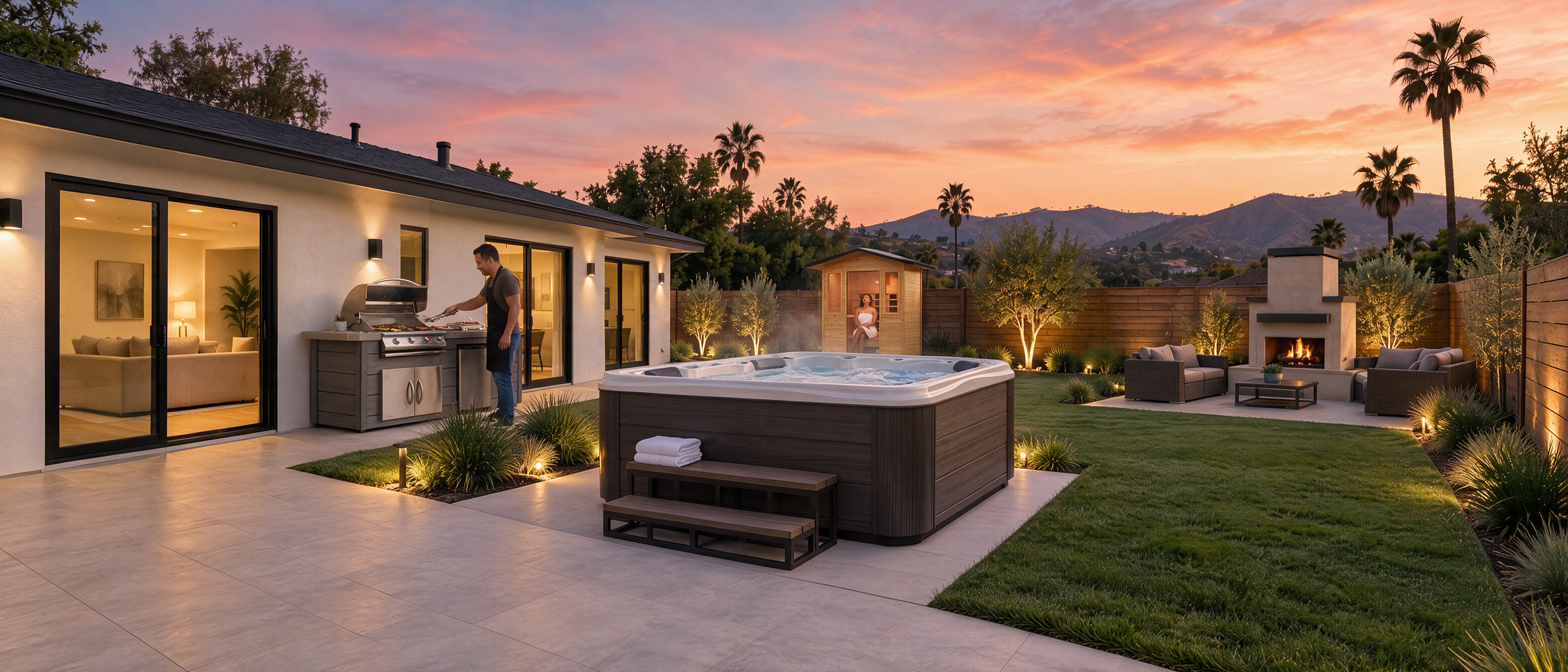 Illustrative vacation rental outdoor living concept