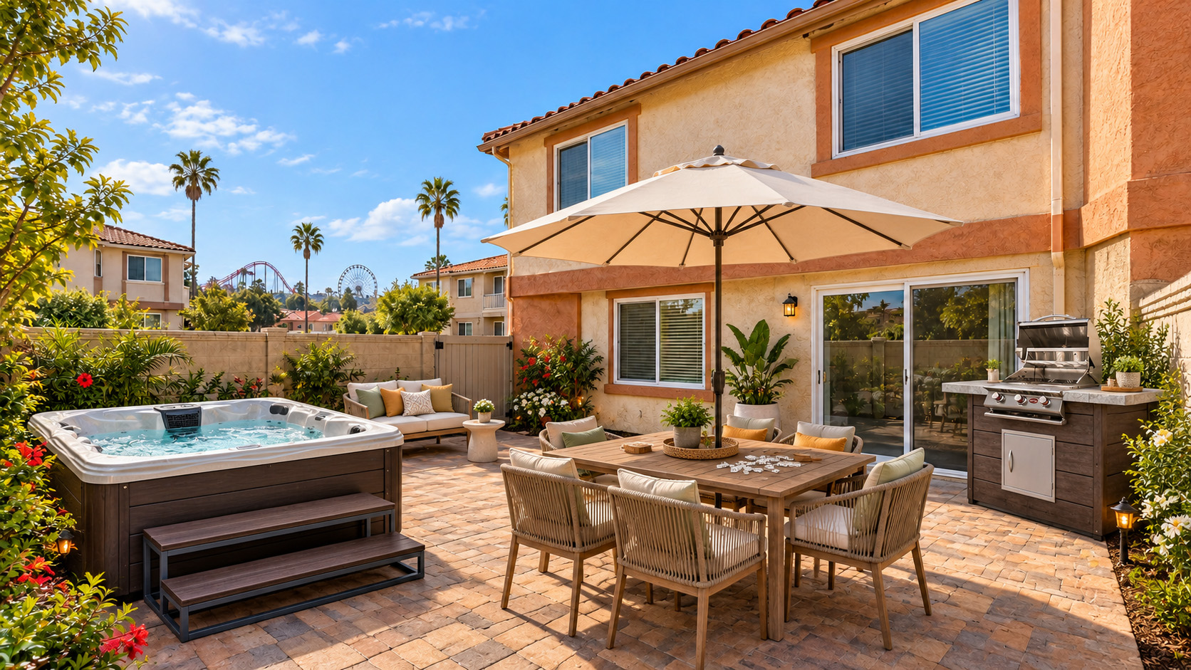 Illustrative vacation rental outdoor living concept