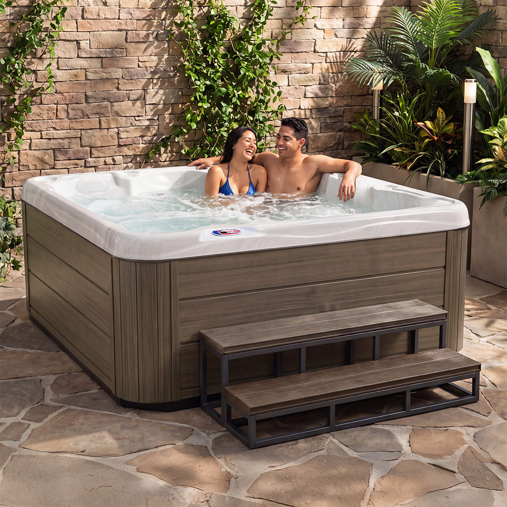 Industrial Strength 6 person 18-jet 110v plug-n-play acrylic lounger hot tub with 24 hour filtration w/60” Step & Cover Lift Included