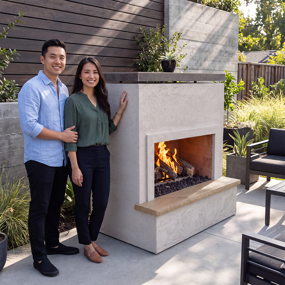 Monterey – Industrial Strength Modern Outdoor Gas Fireplace with Bottom Mantel