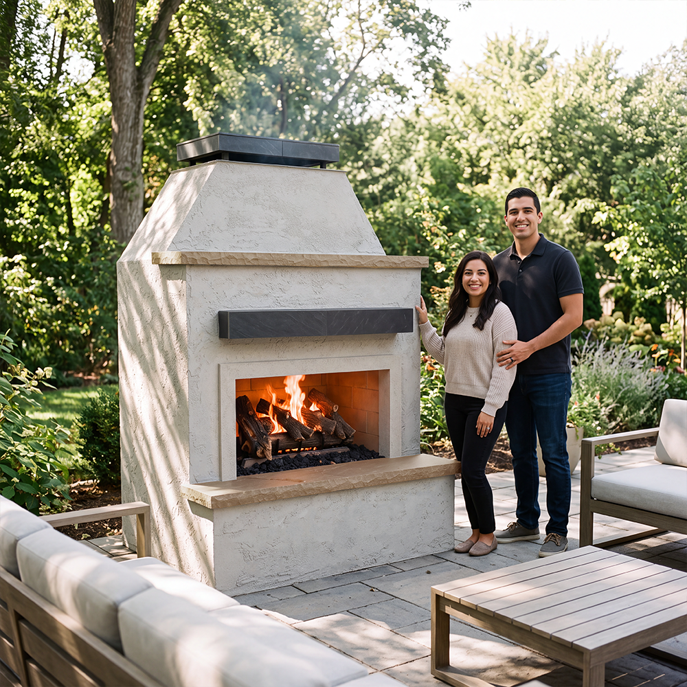Ladera – Industrial Strength Modern Outdoor Gas Fireplace with Bottom Mantel